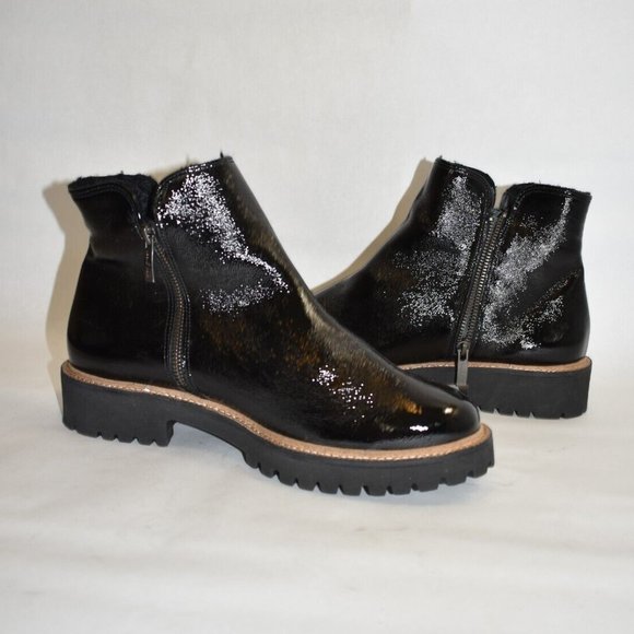 $550 Paul Green Natick Faux Fur Lined Boot LUG SOLE BLACK ZIP BLACK 10.5 (TC20) - Picture 5 of 7